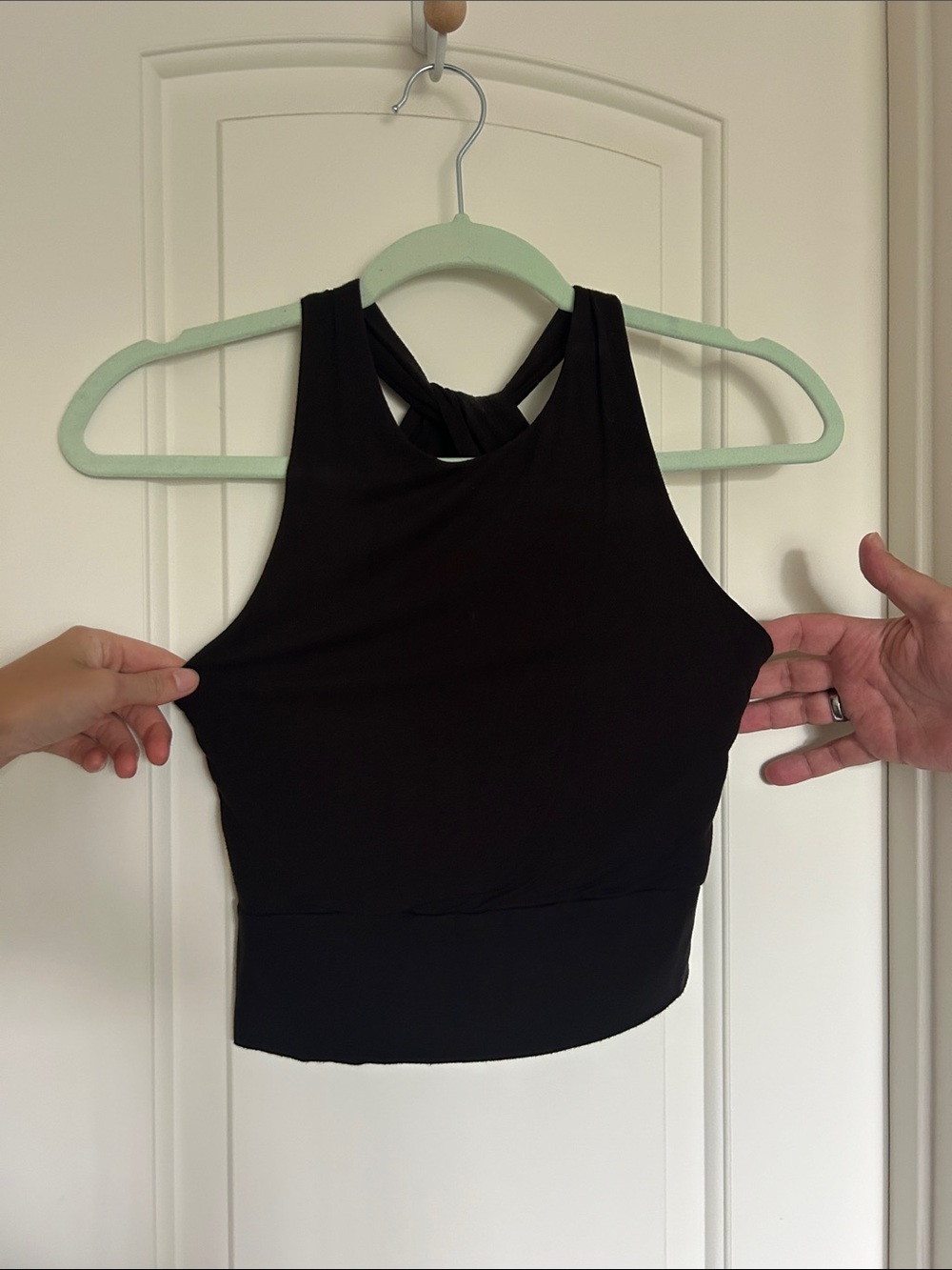 Final Touch Black Twist-Back Cropped Top